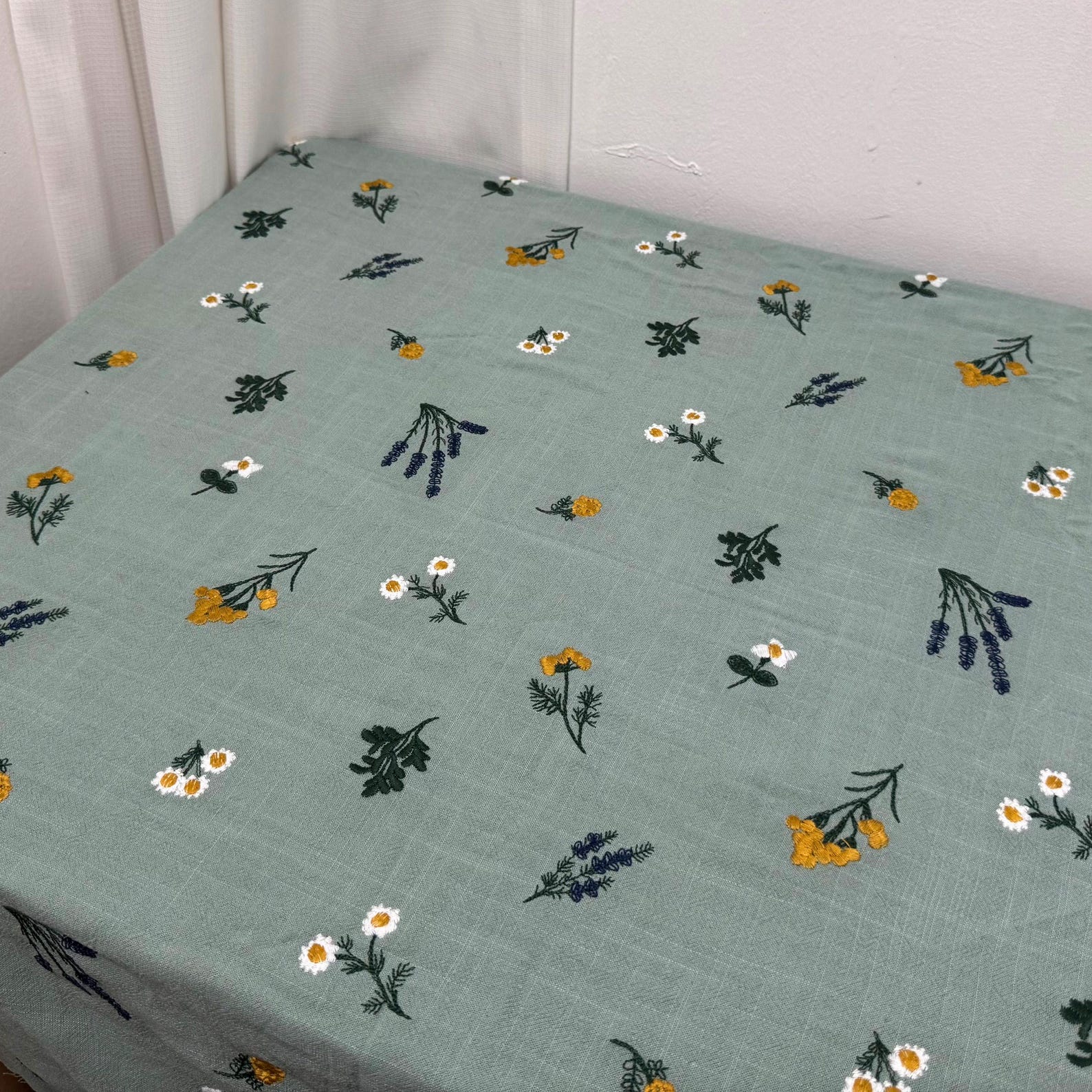 Cotton and linen tablecloth,Embroidery tablecloth,Custom tablecloth,Rectangle tablecloth,Oval tablecloth,Floral tablecloth,White,Beige,Cyan - 43x67"(110x170cm), Cyan