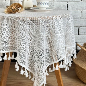 White tablecloth,Round tablecloth,Rectangle tablecloth,Wedding tablecloth,Tablecloth 60 inch,Tassel tablecloth,Lace tablecloth,Crochet cloth