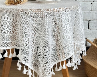 White tablecloth,Round tablecloth,Rectangle tablecloth,Wedding tablecloth,Tablecloth 60 inch,Tassel tablecloth,Lace tablecloth,Crochet cloth