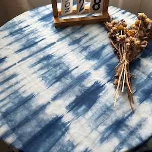 Tie-dye tablecloth,Cotton tablecloth,Rectangle tablecloth,Blue tablecloth,Kitchen decoration,Farmhouse tablecloth,Natural tablecloth,Dining