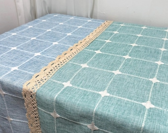 Tassel tablecloth/Round tablecloth/Rectangle tablecloth/Square tablecloth/grid tablecloth/Cotton linen tablecloth/Lace tablecloth/Blue/Gray