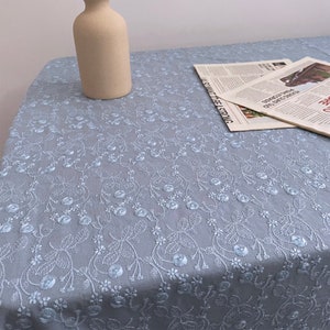 Ramie embroidered tablecloth,Custom tablecloth,Rectangle tablecloth,Farmhouse tablecloth,Floral tablecloth,Red,Blue,Gray,Yellow,Brown,White