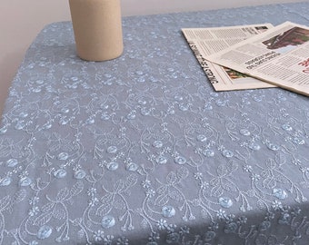 Ramie embroidered tablecloth,Custom tablecloth,Rectangle tablecloth,Farmhouse tablecloth,Floral tablecloth,Red,Blue,Gray,Yellow,Brown,White