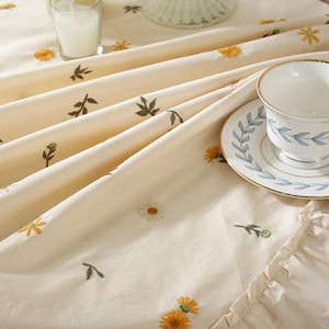 Embroider tablecloth,Cotton tablecloth,Rectangle tablecloth,Square tablecloth,Decor,Housewarming gift,Floral tablecloth,Dining tablecloth