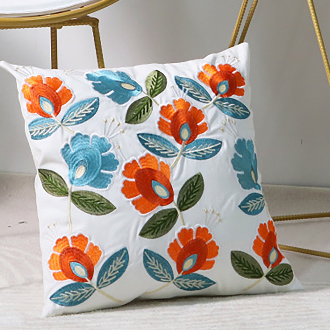 Cotton and Linen Pillow Casesembroidered Pillownew Year Etsy