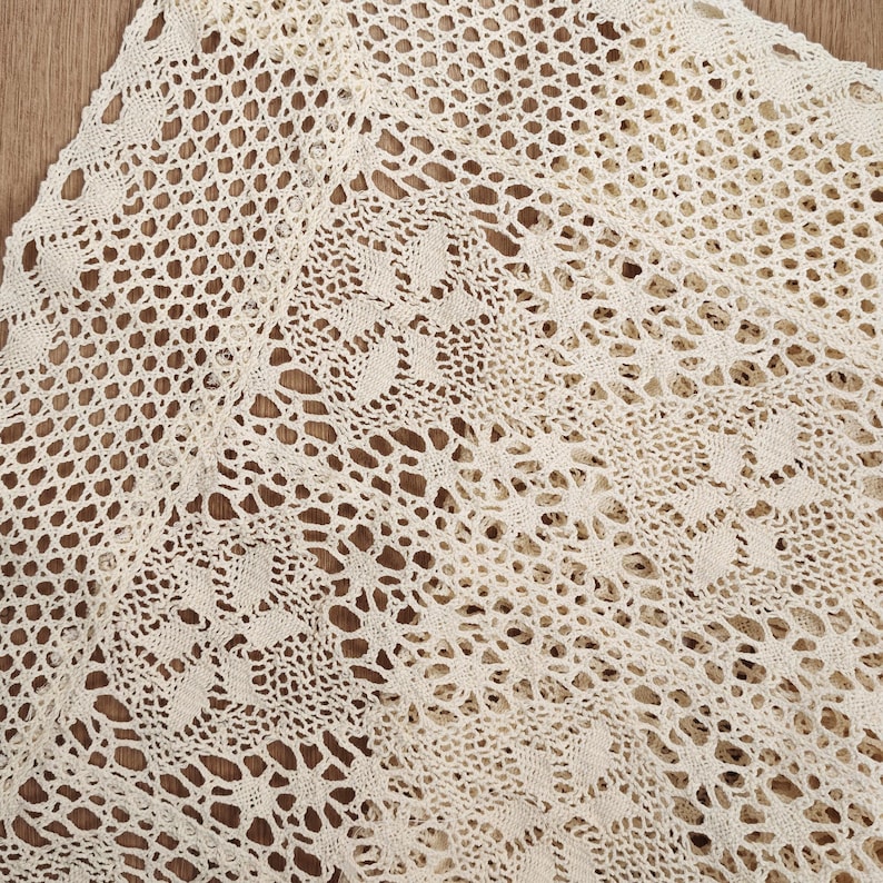 Gehäkelte Baumwolltischdecke, Bauernhaus-Baumwollstoff, reizende Tischdecken, Raumdekor, Küchendekor, Tischdekor, Hintergrundtuch, Quastentischdecke Bild 7