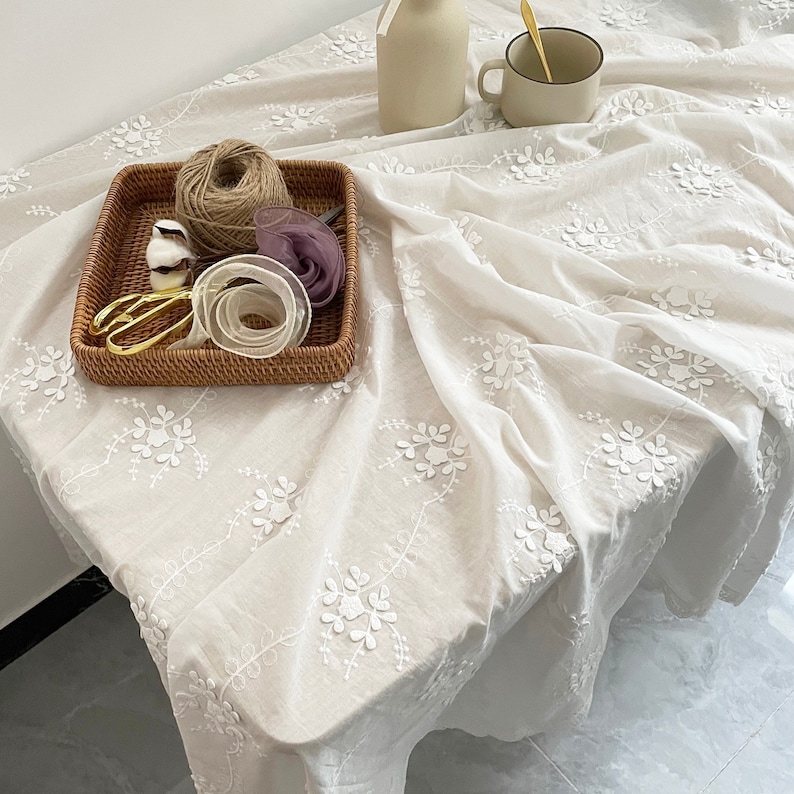 Lace embroidery tablecloth,Custom tablecloth,Rectangle tablecloth,Round tablecloth,Oval tablecloth,Floral tablecloth,Cotton tablecloth,Gift zdjęcie 3