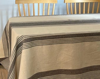 Cotton and linen tablecloth/Green square stripe/Custom tablecloth/Gray tablecloth/Vintage tablecloth/Business tablecloth/Burlap tablecloth