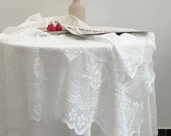 Mantel de gasa, mantel de lazo, tela de granja, regalos de Navidad, mantel blanco, tela de piano, mantel estampado, regalo de bienvenida a la casa