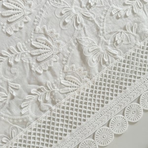 Lace embroidery tablecloth,White tablecloth,Cotton tablecloth 60 by 102,Wedding tablecloth,Rectangle tablecloth,Round tablecloth,Gift
