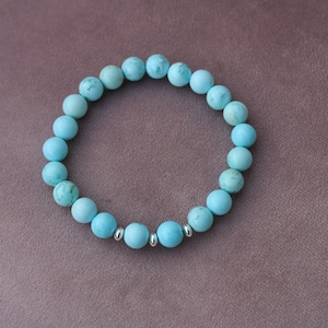 Turquoise bracelet with silver beads/semi-precious stone bracelet/women&#39;s bracelet