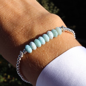 Larimar and Karen Hill Tribe Silver Bracelet