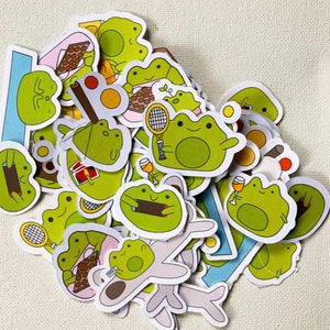 FROG ZODIAC STICKERS / 12 pcs / handmade frogs cottagecore bullet journal planner cute sticker pack laptop froggies scrapbook mushroom mush