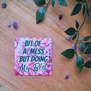 Bit Of a Mess doing My Best, Sarcastic Gift for mum, Office Decor, fridge magnet, funny gift idea, sassy fridge magnet, funny quote magnet