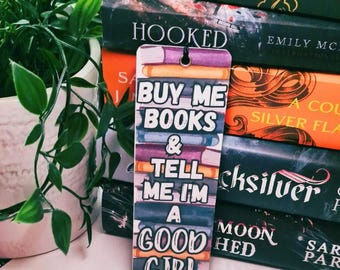 Funny Smut Bookmark: 'Buy Me Books' - Spicy Bookish Gift