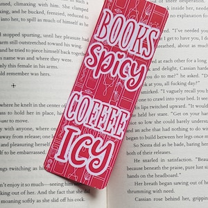 スパイシーな本とコーヒーのブックマーク：面白いBooktokラミネートブックマーク