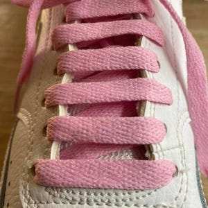 Colorful marshmallow pink flat shoelaces