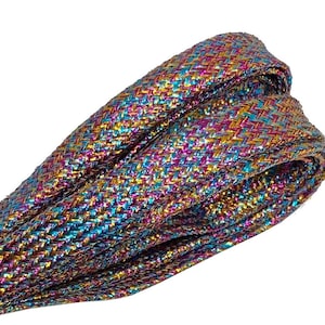 Multicolor lurex sequin flat shoelaces