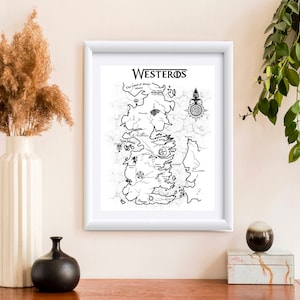 Kaart van Westeros gebaseerd op Game of Thrones, digitaal png-, pdf- en jpeg-bestand