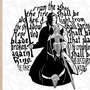 Arte imprimible/Cita de Tolkien/ De las cenizas se despertará el fuego. Archivos digitales SVG, Dxf, EPS, PNG, Jpeg