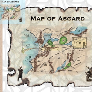 Carte d'Asgard Fichiers numériques PNG, PDF, JPEG |  Carte dessinée à la main Impression numérique | Carte couleur
