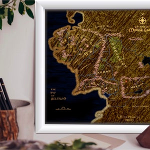 Carte de la Terre du Milieu Fichiers numériques PNG, PDF, Jpeg | Carte dessinée à la main Impression numérique | Gold Map seigneur de l'anneau