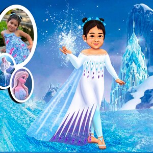 Custom Portrait for Family and child in Fairytale Clothes|Custom Princess Portrait| Personalized Cartoon Portrait from Photo|Mother's day