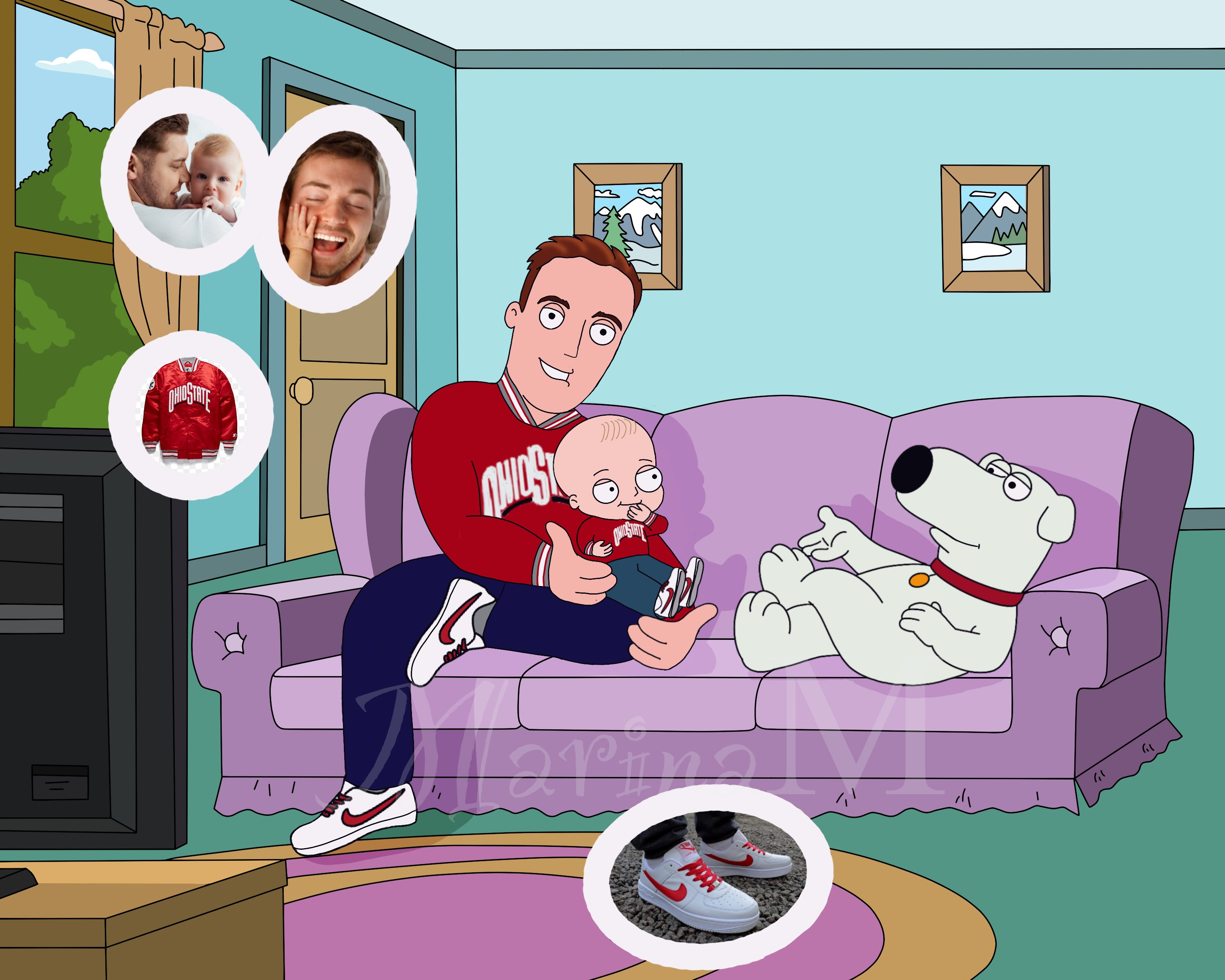 Cartoon Characters Family Guy With You Personal Drawing From - Etsy Finland