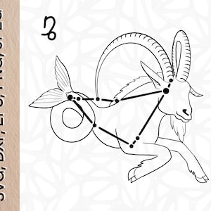 Steinbock Sternzeichen Print SVG, PNG, JPEG, DXF, Eps| Steinbock Geburtstagsgeschenk| Astrologie Kunst| Geschenk für Freund