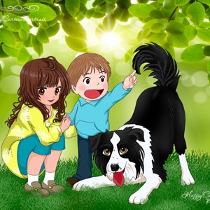 Rysunek anime ze zdjęcia. Niestandardowe zlecenie anime. Prezent dla najlepszego przyjaciela Cyfrowy portret z kreskówki. Słynna kreskówka