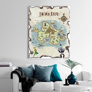 Farbe Neverland Karte |Peter Pan PNG, Jpeg, PDF digitale Dateien