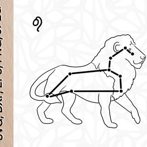 Löwen-Tierkreis-Druck-Svg, PNG, JPEG, DXF, Eps | Löwe Geburtstagsgeschenk | Astrologie Kunst | Geschenk für Freund