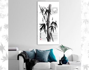 竹墨風景画：水墨画風アートプリント（デジタルダウンロード） - Etsy 日本