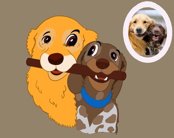 Custom Cartoon Pet Portrait: Personalized Dog or Cat Art Gift