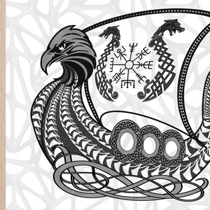 Runic Compass Celtic drakkar| Svg,Dxf, EPS,PNG, Jpeg digital files| printable wall art|