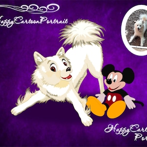 Retrato personalizado de mascotas de foto / dibujo estilo dibujos animados / Retrato de perro / Retrato de gato / Retrato individual digital