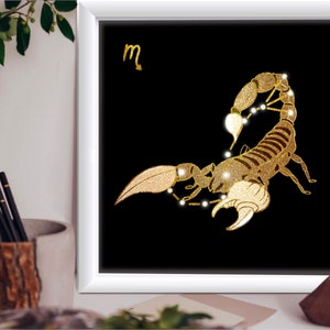 Scorpio constellation| Scorpio Zodiac Astrology Art Print | Fire Star Sign | Unique Gift | Scorpio 12x12”300dpi| Boho Wall Decor