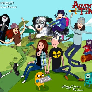 Adventure Time Cartoon Portrait | Adventure style portrait |Custom Cartoon Portraits by Photo| Holiday DIY Gift|Personalized Art