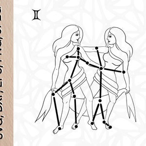 Zwillings-Sternzeichen-Druck-Svg, PNG, JPEG, DXF, Eps | Zwillinge Geburtstagsgeschenk | Astrologie Kunst | Geschenk für Freund