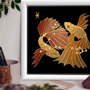 Pisces constellation map| Pisces Zodiac Astrology Art Print | Fire Star Sign | Unique Gift | Pisces 12x12”300dpi| Boho Wall Decor