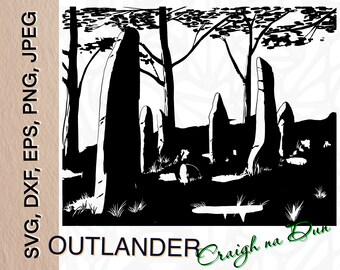 Craigh na Dun Outlander stones| Svg, Dxf, EPS,PNG, Jpeg| digital files| Stone pillars landscape|