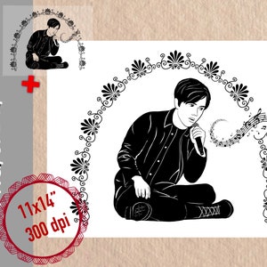 Cara persona dietro di me/Ritratto di Dimash/File digitali PDF, PNG, Jpeg