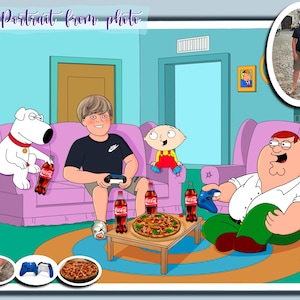 Gemälde vom Foto Individueller Porträtstil, benutzerdefinierte Stilisierung eines berühmten Cartoons, Family Guy Porträt, Guy Geburtstagsgeschenk