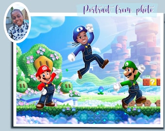 Custom Portrait for Family and Friends in Fairytale Clothes| stylized portrait new Super Mario Bros movie|Cartoon Portrait from Photo