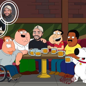 Famous Cartoon, Custom Family Guy Portraits, Personalized gifts, Drawing to order, Gift illustration, Romantic gift him