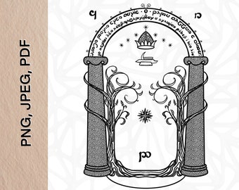 Gates of Moria PDF, PNG, Jpeg digital files, Doors of Durin, Lord of Moria, Durin&#39;s Bane,Dwarf Kingdom