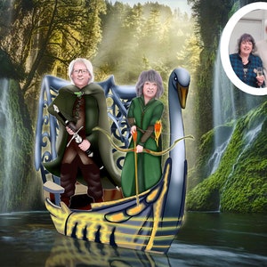 Individuelles Cartoon Portrait auf Bestellung im Stil von ""Rings…"" | Individuell angefertigtes Herr der Ringe Portrait für Familie und Freunde | Personalisierte Portraits."