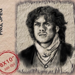 Jamie Fraser Portrait: Outlander Charcoal Art Print (Digital Download)
