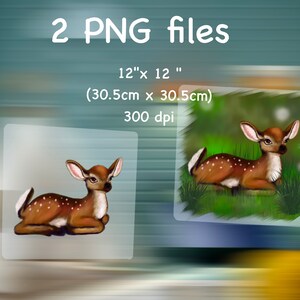 Tarjeta IMPRIMIBLE Ciervo / Clipart de cervatillo / Decoración del hogar de animales / Clipart de mejores amigos / Dibujo del autor / Animales de dibujos animados / Clipart de dibujos animados