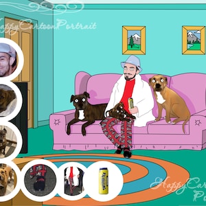 Personnages de dessins animés,Portraits de gars de famille personnalisés, Dessin sur commande, Illustration de cadeaux, Cadeaux personnalisés, Dessin animé célèbre,Cadeau romantique lui